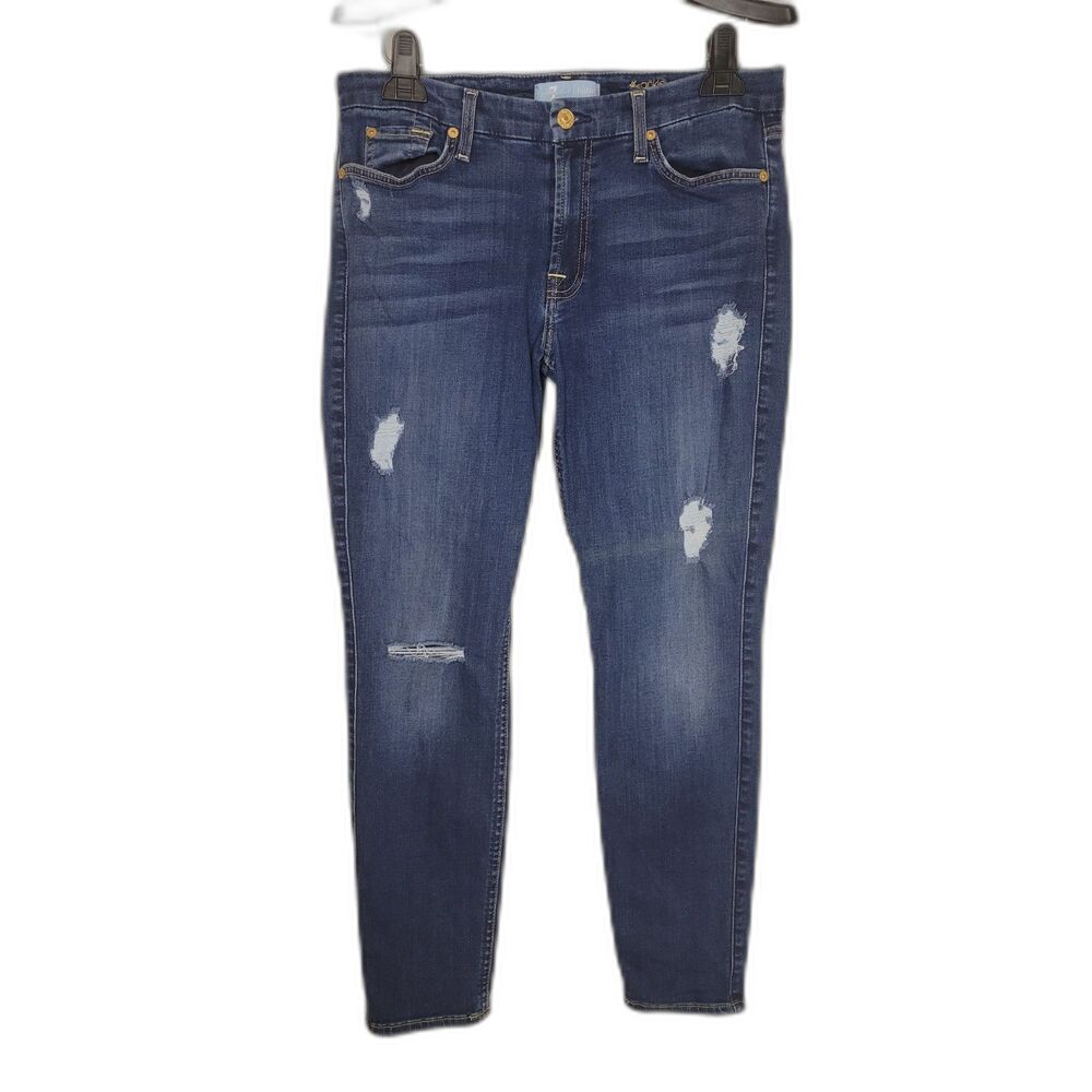 7 For All Mankind Distressed The Ankle Skinny Jeans